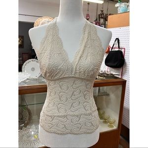90s White Lace BeBe Halter Top